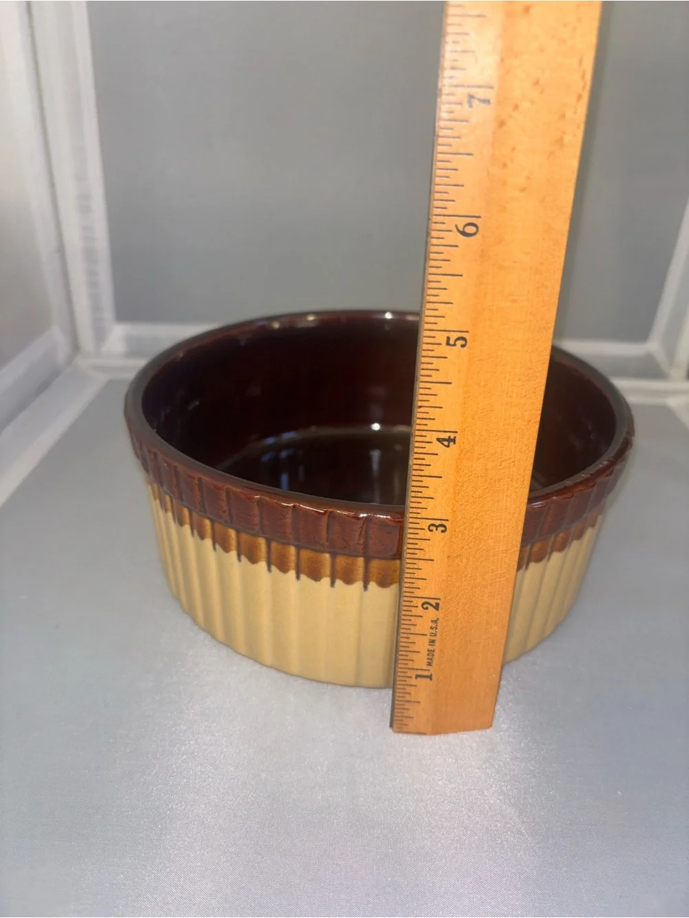 Vintage Brown glazed stoneware Bowl - Brown & Tan Farmhouse Decor Taiwan
